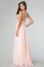 Load image into Gallery viewer, 2022 Sexy Prom Dresses Scoop Neckline Princess Floor Length Chiffon Beaded Bodice