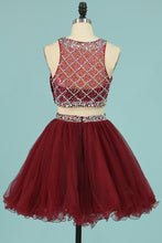 Load image into Gallery viewer, 2022 Hot Selling Homecoming Dresses Scoop A-Line Beaded Bodice Tulle Short/Mini