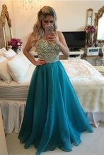 Load image into Gallery viewer, 2022 Scoop Prom Dresses A Line 30D Chiffon With Beads Bodice