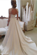 Load image into Gallery viewer, 2024 High Neck Open Back Long Sleeves Wedding Dresses A Line Satin