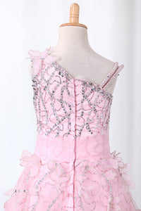 2024 Shiny Flower Girl Dresses Ball Gown Straps With Handmade Flowers Floor Length