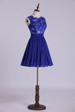 Load image into Gallery viewer, 2022 Hot Selling Homecoming Dresses Scoop A-Line Short/Mini Chiffon Dark Royal Blue