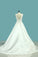 2022 Wedding Dresses Deep V Back Scoop Satin With Applique Chapel Train