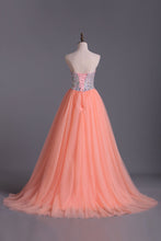 Load image into Gallery viewer, 2022 Glistening Sweetheart Prom Dresses Beaded With Shiny Rhinestone Tulle