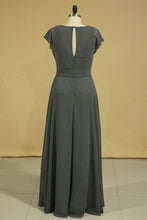 Load image into Gallery viewer, 2022 Floor Length Dress Cowl Neck Cap Sleeves With Sash Modified Circle Skirt Plus Size