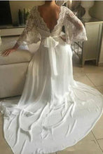 Load image into Gallery viewer, 2024 Chiffon 3/4 Length Sleeves Wedding Dresses V Neck Open Back With Applique