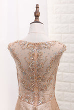 Load image into Gallery viewer, 2022 Scoop Mermaid Sequins Prom Dresses With Beads Sweep Train