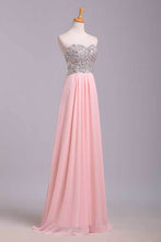 Load image into Gallery viewer, 2024 Prom Dresses A-Line Sweetheart Chiffon Floor Length With Beading/Sequins