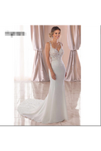 Load image into Gallery viewer, Straps Mermaid Wedding Dresses Spandex With Applique Court Train
