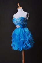 Load image into Gallery viewer, 2022 Collection Blue  A Line Sweetheart  Short/Mini Organza Cz