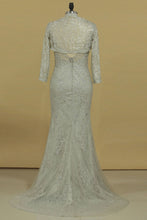 Load image into Gallery viewer, 2024 Evening Dresses Column/Sheath V Neck Beaded Bodice Tulle &amp; Lace