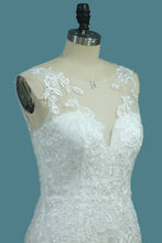 Load image into Gallery viewer, 2022 Scoop Wedding Dresses Mermaid With Applique Lace Open Back