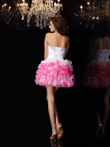 Cocktail Homecoming Dresses Maia A-Line/Princess Sweetheart Ruffles Sleeveless Short Organza Dresses