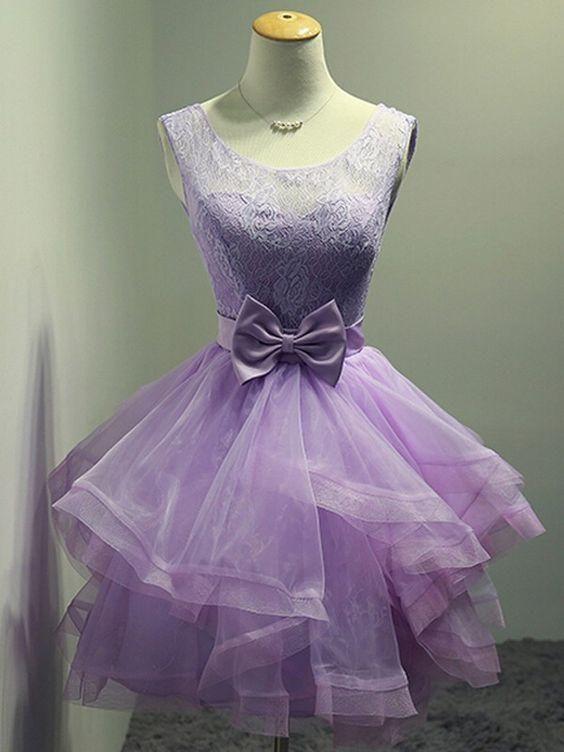 Lovely Organza And Purple Layers Short Lavender Homecoming Dresses Jeanie Lace Party Dresses Nv08